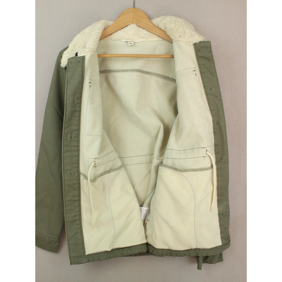 Hang Ten Women's Medium Coat Jacket Cotton Pockets Fleece Lined Buttoned - Picture 2 of 8